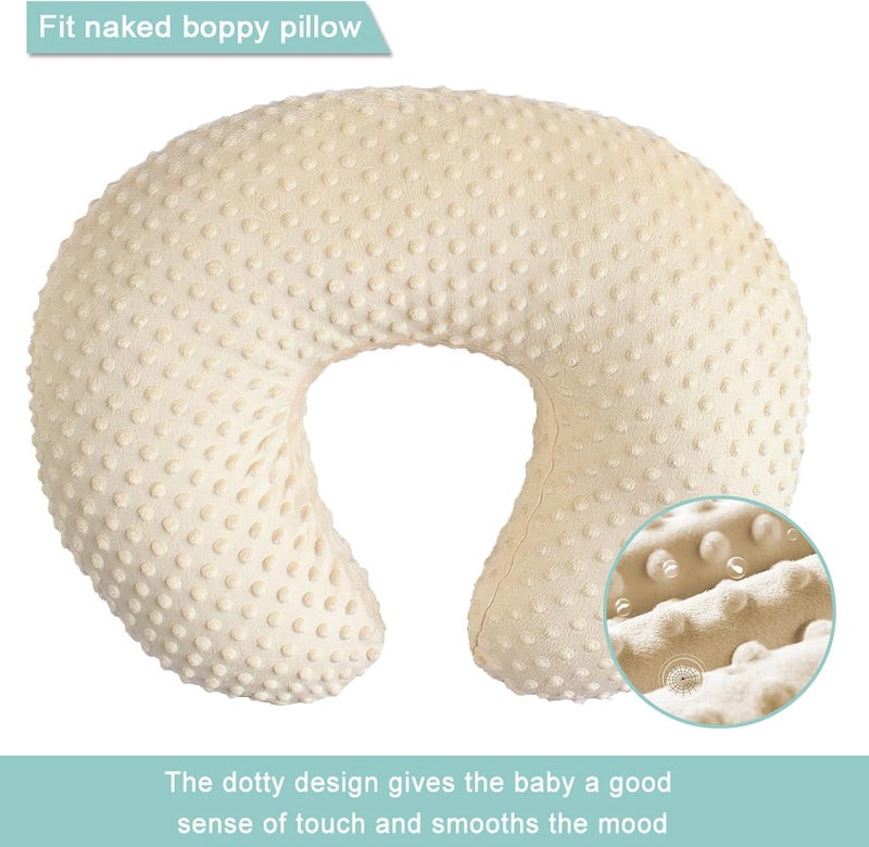 iEvolve Minky Nursing Pillow Cover Breast Feeding Pillow Cover Slipcover U Shape for Baby Boy Girl,Cover Only(Pillow & Pad Cover LightBeige, Pack of 2) - Image 4
